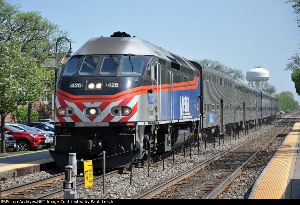 Outbound commuter approaches the station